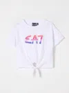 Ea7 Logo Series Girl Stretch-cotton Crew-neck T-shirt In White