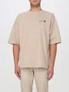 Ea7 Dynamic Athlete Cotton Jersey T-shirt With Print In Beige