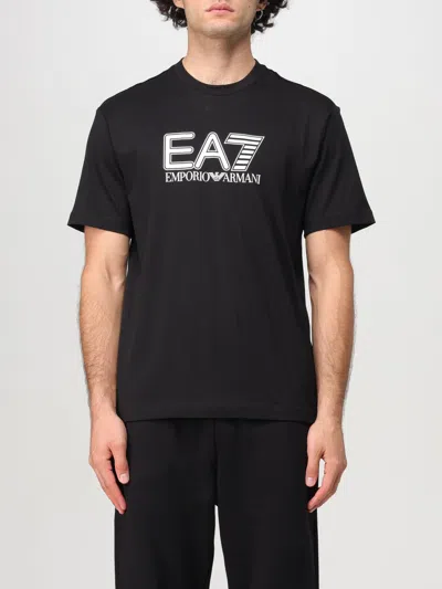 Ea7 Black Cotton T-shirt