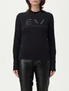 Ea7 Cotton-blend Crew-neck Sweatshirt In Black
