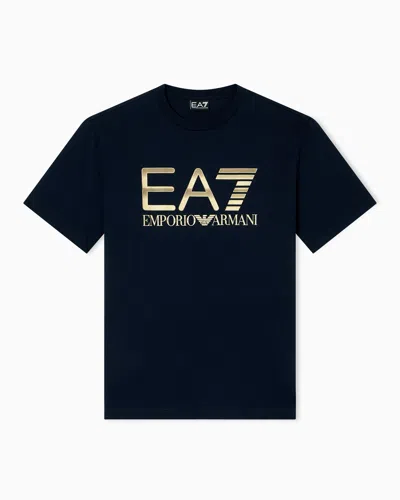 Ea7 T-shirt Logo Series En Coton Avec Grand Logo In Blue