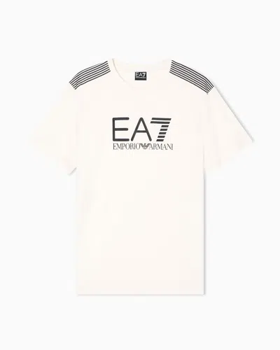 Ea7 T-shirt Ras-du-cou 7 Lines En Jersey De Mélange De Coton Asv