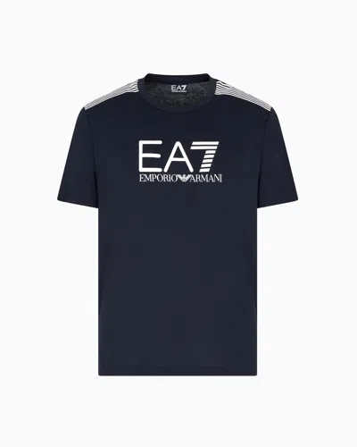 Ea7 T-shirt Ras-du-cou 7 Lines En Jersey De Mélange De Coton Asv