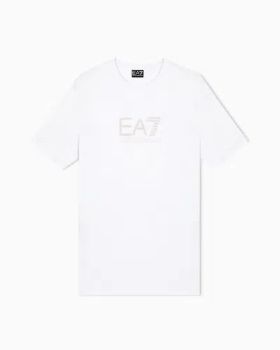 Ea7 T-shirt Ras-du-cou Gold Label En Mélange De Viscose In White