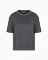Ea7 T-shirt Ras-du-cou Precious En Mélange De Viscose In Gray