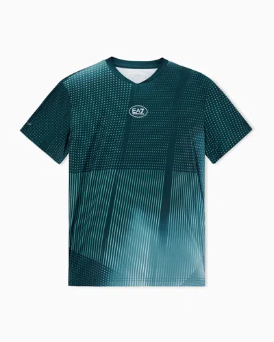 Ea7 T-shirt Ras-du-cou Tennis Pro En Tissu Technique Ventus7 In Green