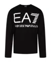 Ea7 T-shirt With Round Neck And Long Sleeves In Black
