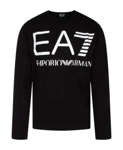 Ea7 T-shirt With Round Neck And Long Sleeves In Black