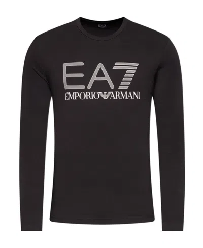 Ea7 T-shirt With Round Neck And Long Sleeves In Black