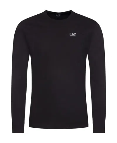 Ea7 T-shirt With Round Neck And Long Sleeves In Black