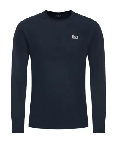 Ea7 T-shirt With Round Neck And Long Sleeves In Black