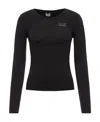 Ea7 T-shirt With Round Neck And Long Sleeves In Black
