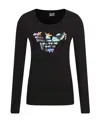 Ea7 T-shirt With Round Neck And Long Sleeves In Black