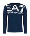 Ea7 T-shirt With Round Neck And Long Sleeves In Blue