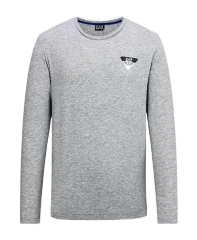 Ea7 T-shirt With Round Neck And Long Sleeves In Gray