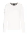 Ea7 T-shirt With Round Neck And Long Sleeves In White