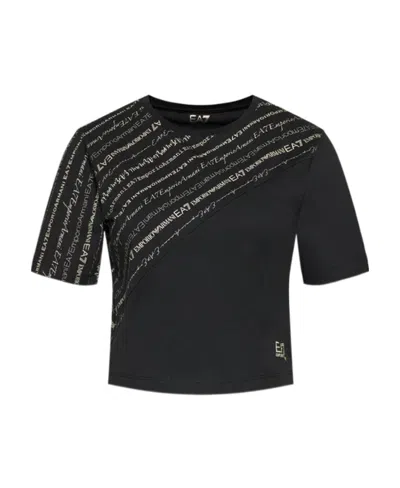 Ea7 T-shirt With Round Neck And Short Sleeves In Black