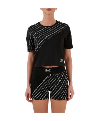 Ea7 T-shirt With Round Neck And Short Sleeves In Black