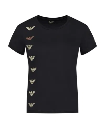 Ea7 T-shirt With Round Neck And Short Sleeves In Black