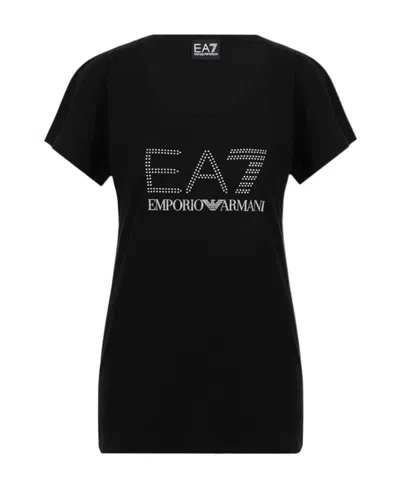 Ea7 T-shirt With Round Neck And Short Sleeves In Black