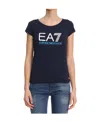 Ea7 T-shirt With Round Neck And Short Sleeves In Blue