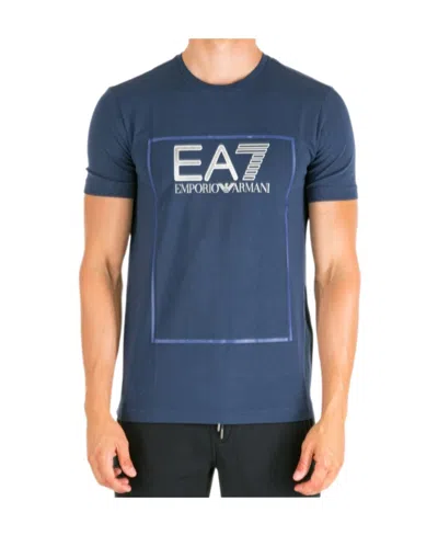 Ea7 T-shirt With Round Neck And Short Sleeves In Blue