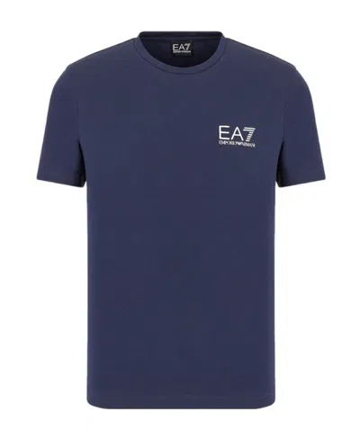 Ea7 T-shirt With Round Neck And Short Sleeves In Blue