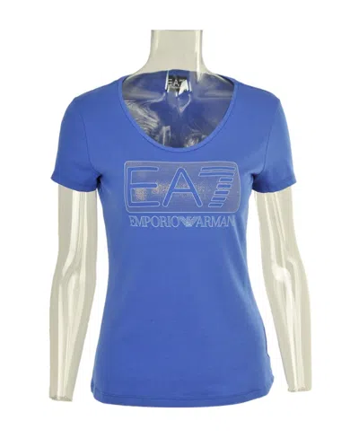 Ea7 T-shirt With Round Neck And Short Sleeves In Blue