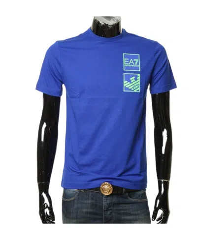 Ea7 T-shirt With Round Neck And Short Sleeves In Blue