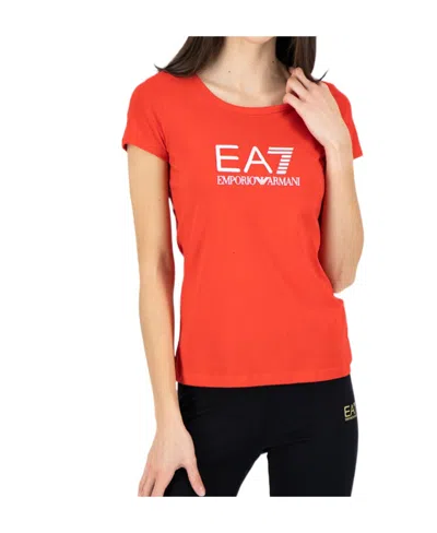 Ea7 T-shirt With Round Neck And Short Sleeves In Orange