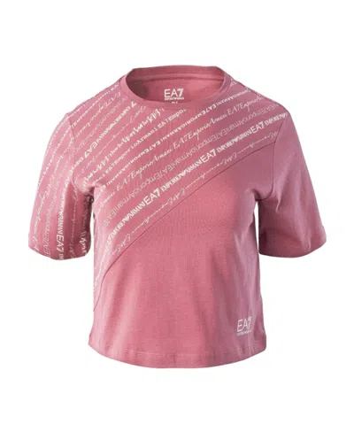 Ea7 T-shirt With Round Neck And Short Sleeves In Pink