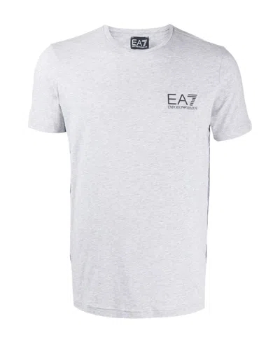 Ea7 T-shirt With Round Neck And Short Sleeves In White