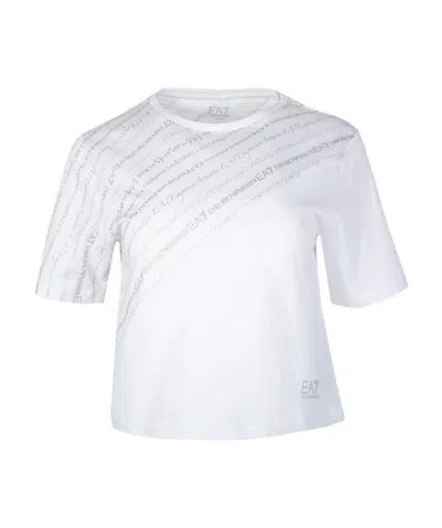 Ea7 T-shirt With Round Neck And Short Sleeves In White