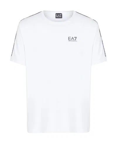 Ea7 T-shirt With Round Neck And Short Sleeves In White