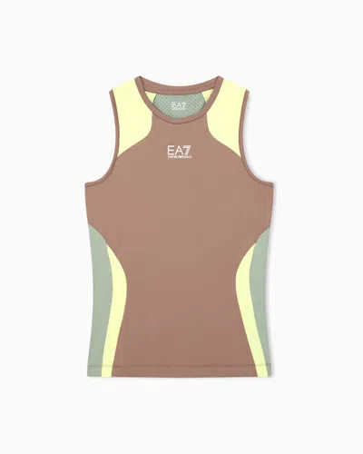 Ea7 Tank Tennis Pro Slim Fit In Jersey With Ventus7 Technology In Brown