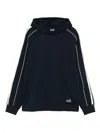 Ea7 Tape-detailed Cotton Hoodie In Blue