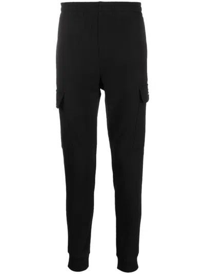 Ea7 Tapered Cotton Track Pants In Black