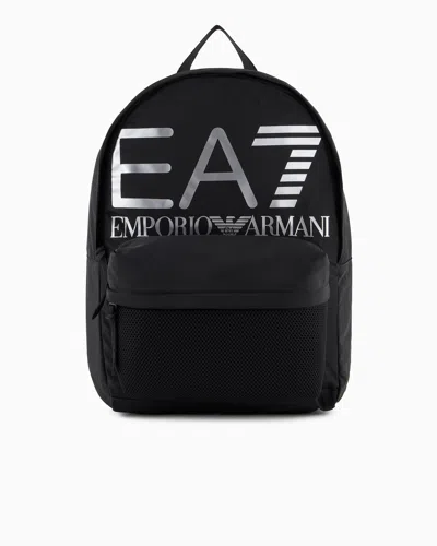Ea7 Technical-fabric Backpack With Oversized Logo In Black