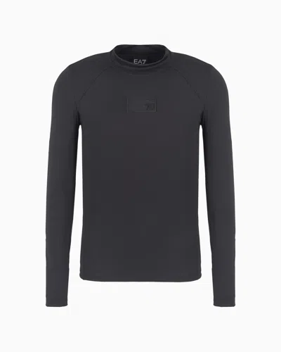 Ea7 Technical-fabric, Long-sleeved 7.0 Crew-neck T-shirt In Black
