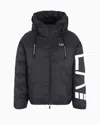 Ea7 Technical Fabric Padded Jacket With Hood In Schwarz