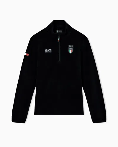 Ea7 Technical-fleece Ski Jacket In Polar Fleece In Black