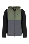 Ea7 Athletic Colour Block Hooded Sweatshirt In Nylon And Viscose Blend In Multi