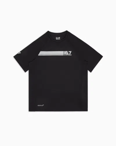 Ea7 Kids' Tennis Pro Boy T-shirt In Ventus7 Technical Fabric In Black