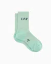 Ea7 Tennis Pro Cotton-blend Ankle Socks In Blue