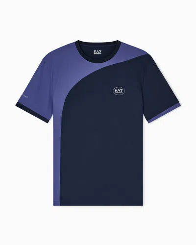 Ea7 Tennis Pro Crew-neck T-shirt In Ventus7 Technical Fabric In Blue