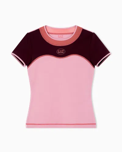 Ea7 Tennis Pro Crew-neck T-shirt In Ventus7 Technical Fabric In Pink