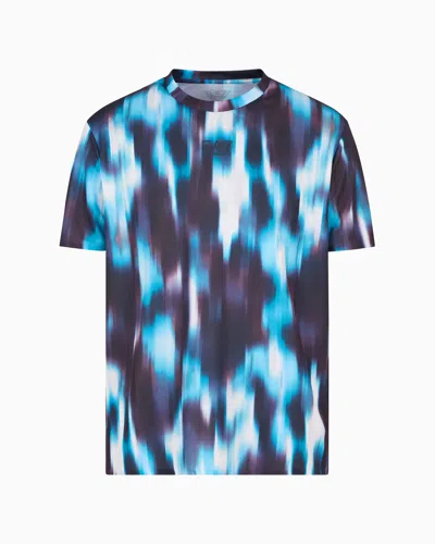 Ea7 Tennis Pro Crew-neck T-shirt In Ventus7 Technical Fabric In Blue