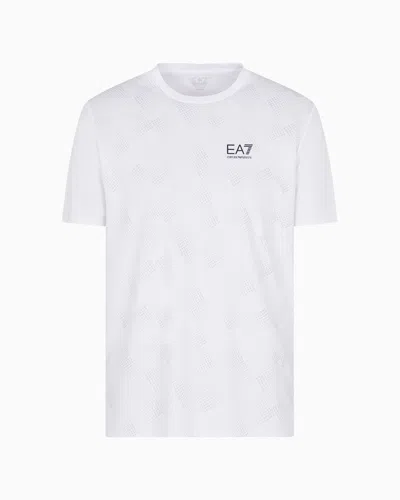 Ea7 Tennis Pro Crew-neck T-shirt In Ventus7 Technical Fabric In White