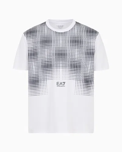 Ea7 Tennis Pro Crew-neck T-shirt In Ventus7 Technical Fabric In White