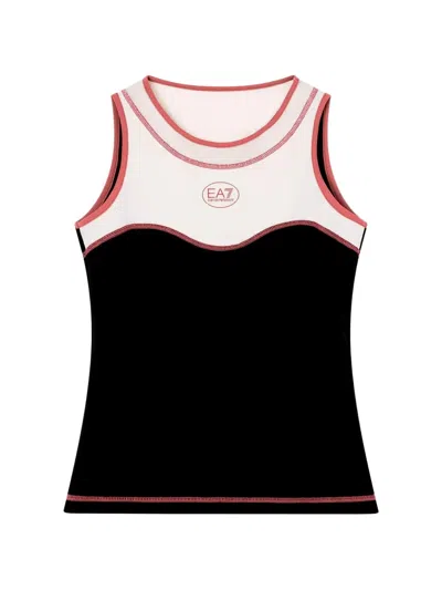 Ea7 Tennis Pro Logo-print Panelled Tank Top In Black